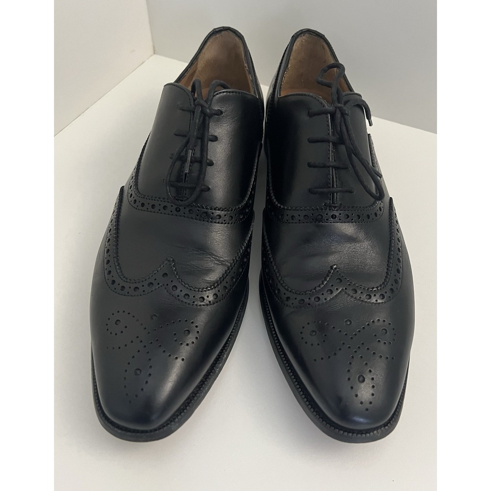 Mens Jack Erwin Hubert Longwing Derby Wingtip Oxford Black leather Shoes Sz 10.5